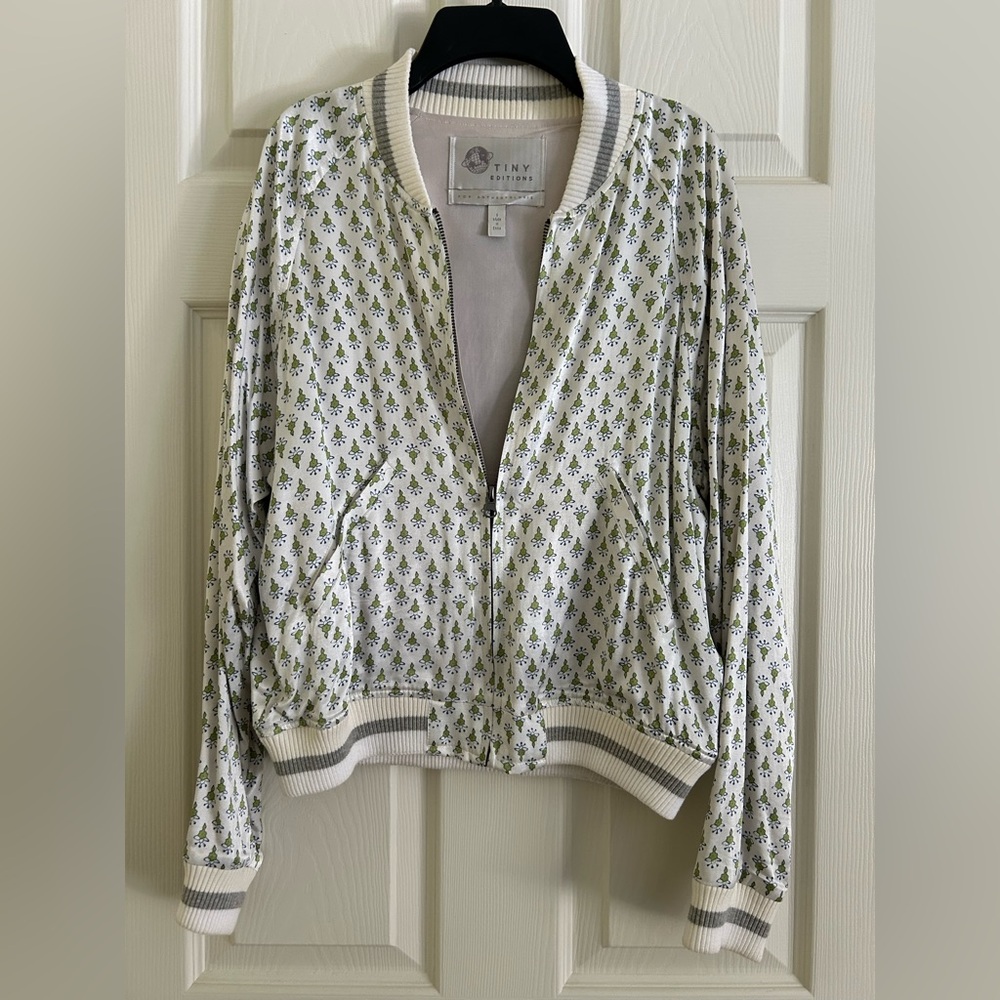 Tiny Editions For Anthropology Cream and Green Bomber Jacket